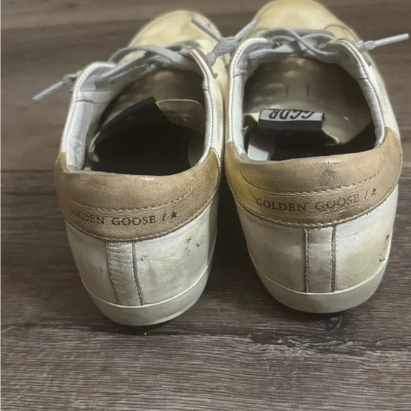Golden Goose Tan and White Classic Star Sneakers - Picture 10 of 12